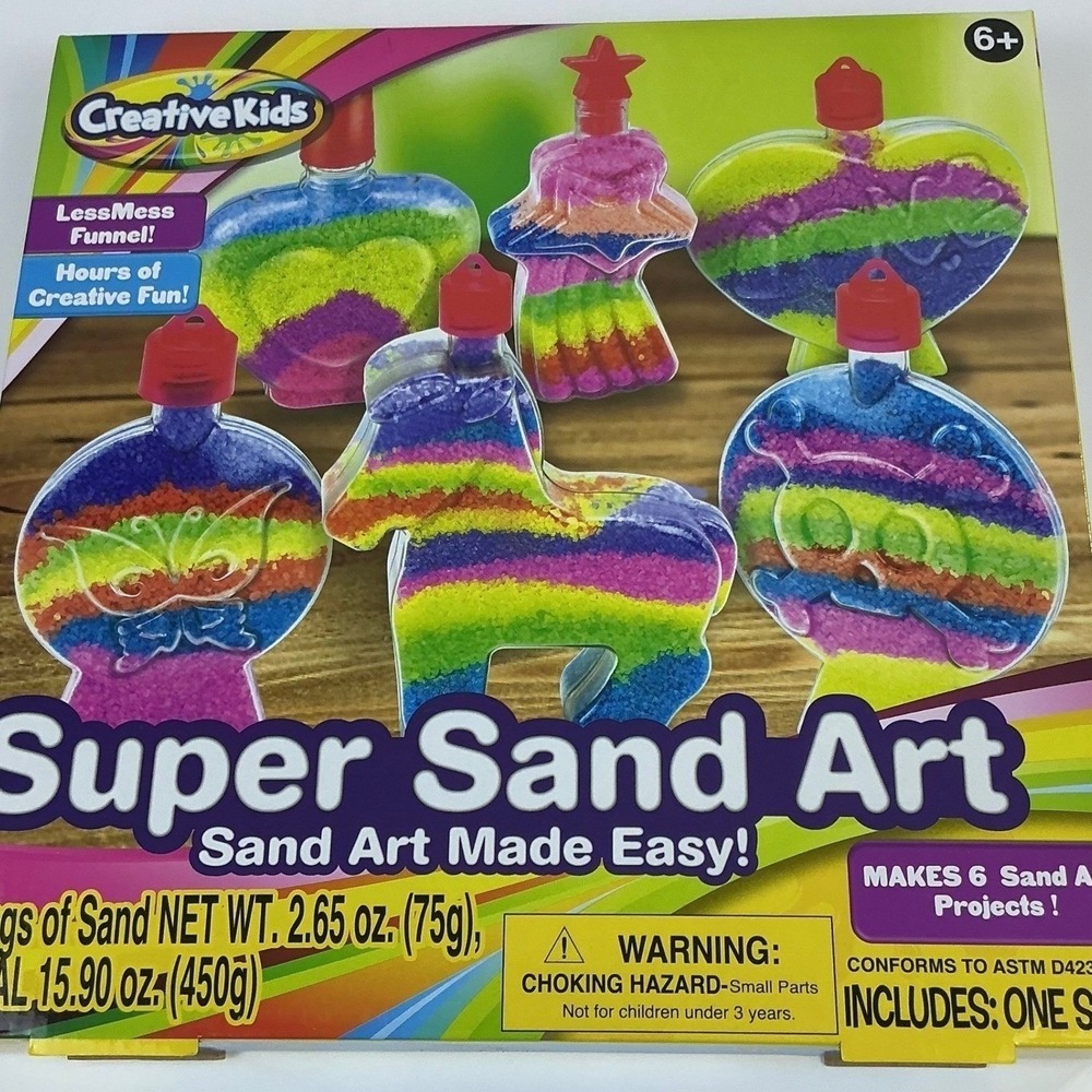 Creative Kids Super Sand Art Kit 6 Projects Rainbow Craft Set Ages 6+